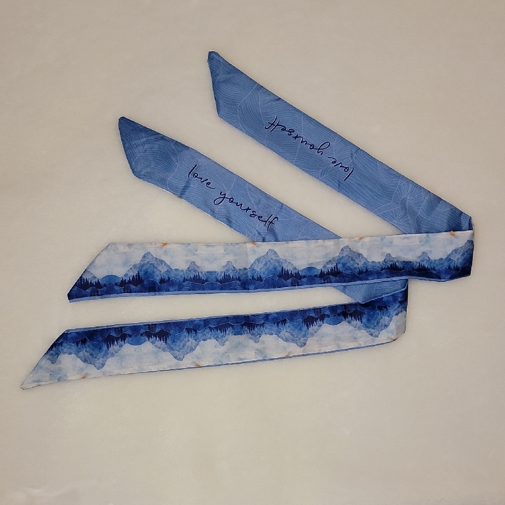 Twilly Scarf Blue Tones Set of Two Bag Accessory Mountain Design Love Yourself